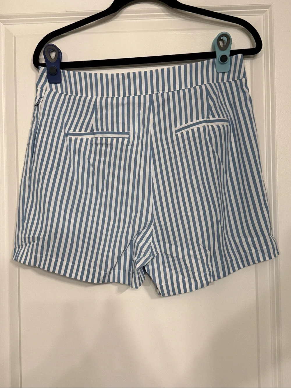 Magnolia Blue & White Striped Matching Set – Halter Top + Tailored Shorts Sz M/L